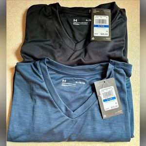 NWT Bundle of 2 Men’s Under Armour Velocity V-neck short sleeve shirts.